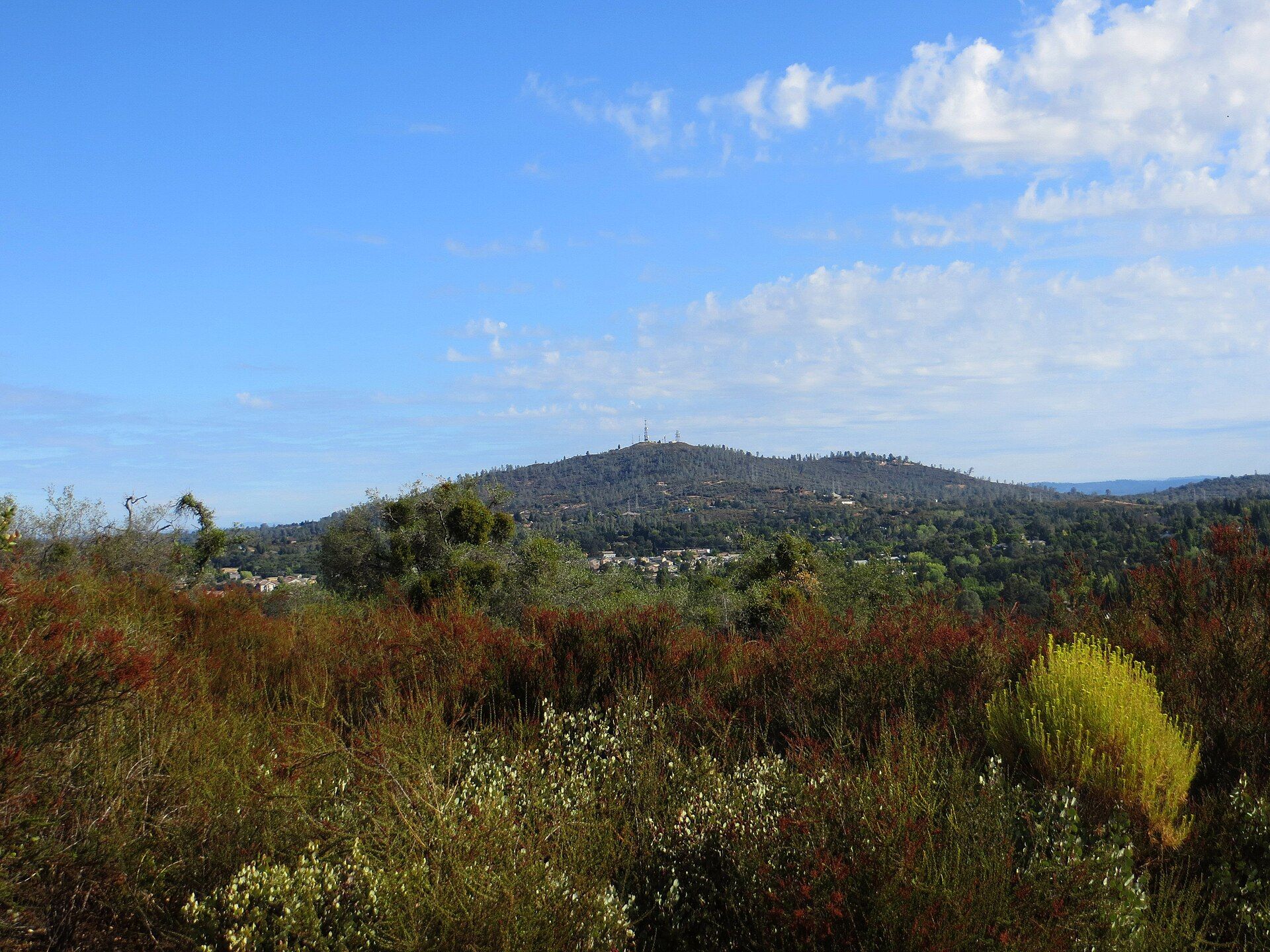 Foothill landscape and developed area in Cameron Park, California