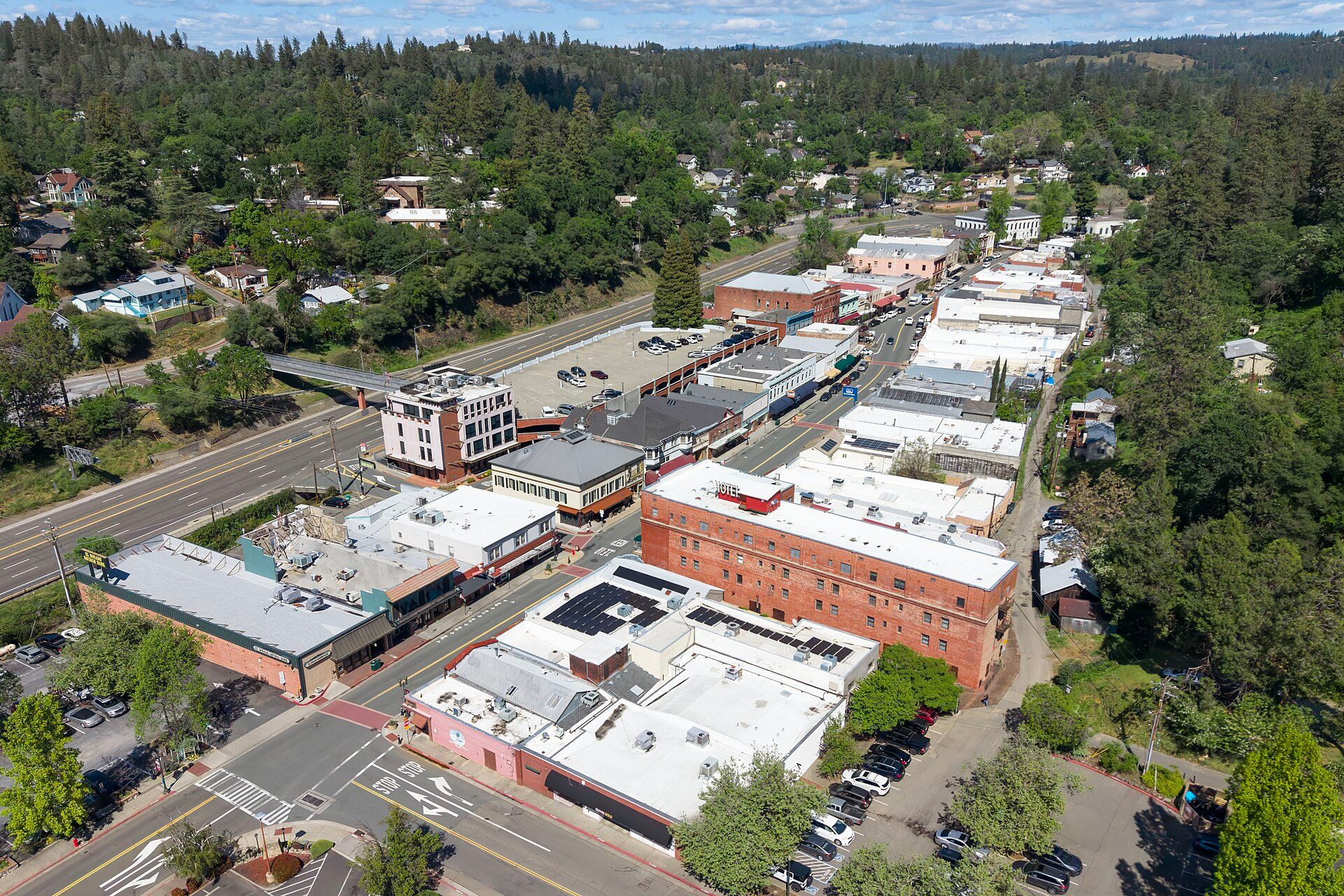 Historic commercial buildings along Main Street in Placerville, California